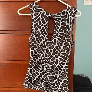 Cache Black and White Patterned shimmer  Tank Top